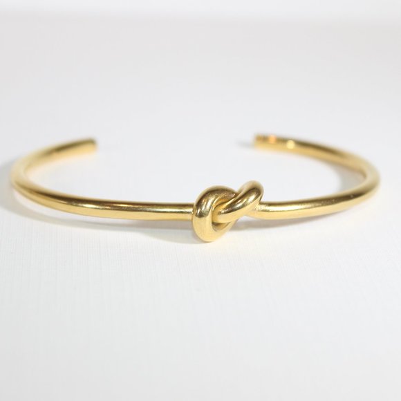 GOLD BRACELET 18k Gold Cuff Bracelet Minimalist Simple Bracelet  Knot Bracelet - Picture 6 of 9